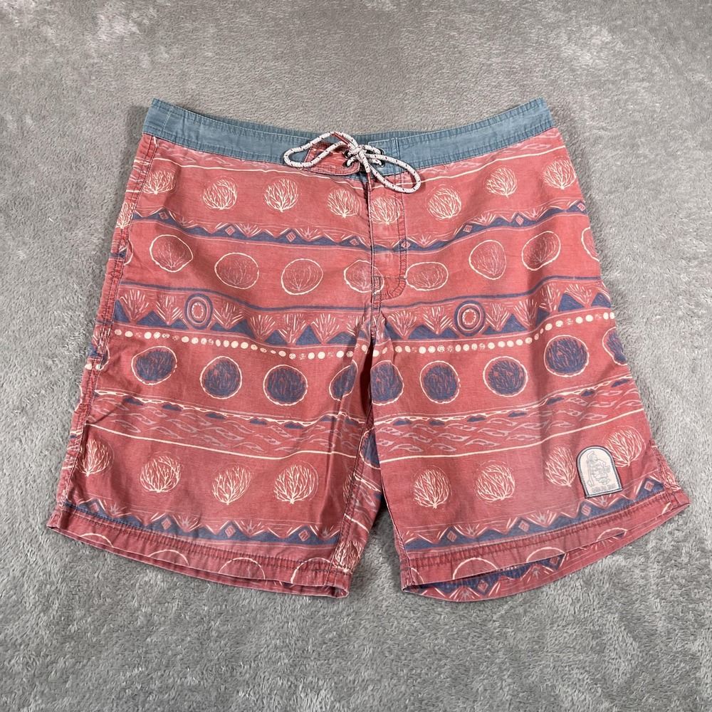Kanvas by Katin USA Board‎ Shorts Mens 34 Red Blue Aztec Drawstring Swim VTG
